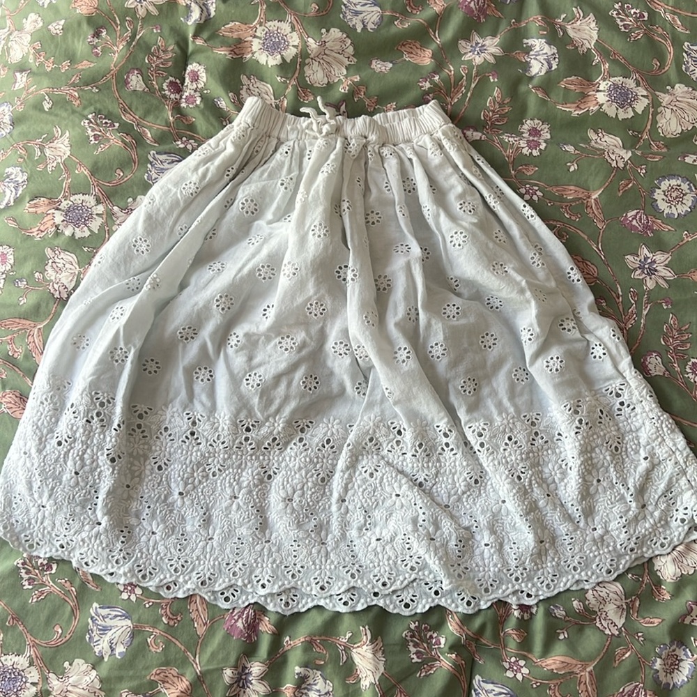 Little girls size 4 Pink Chicken white eyelet midi skirt